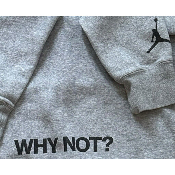 Jordan "Why Not?" Hoodie Mens Medium Ash Gray Stamped Aglet Ties EUC Michael - Picture 5 of 9